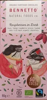 organic Fairtrade chocolate -rasberries on Dark