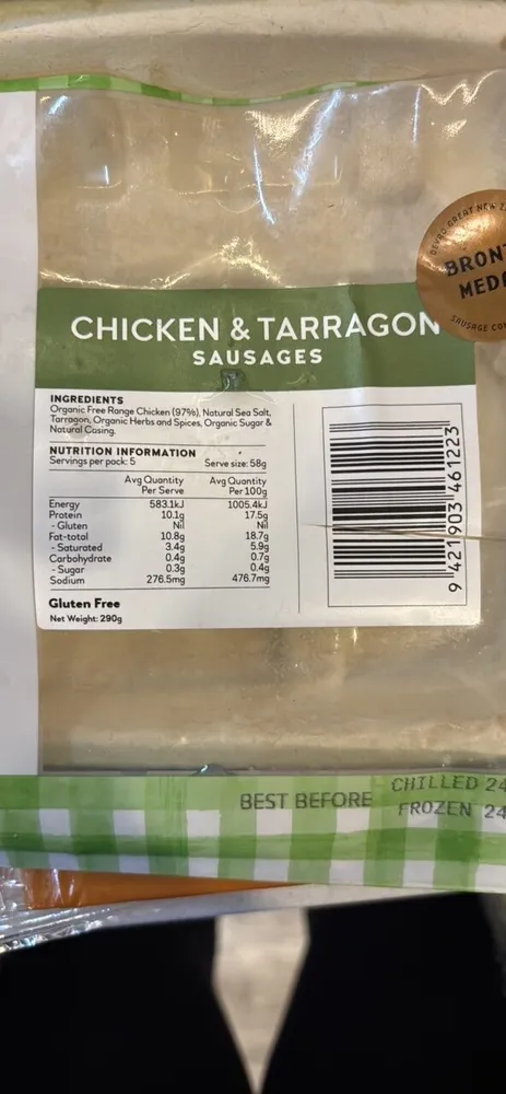 Chicken & Tarragon sausages