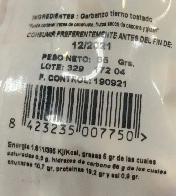 Garbanzo tierno tostado