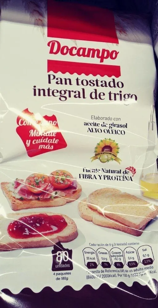 Pan tostado integral de trigo
