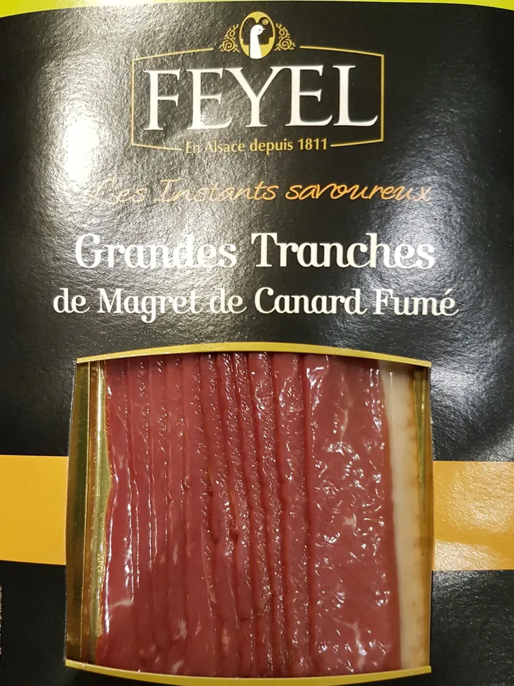 grandes tranches de magret de canard fumé