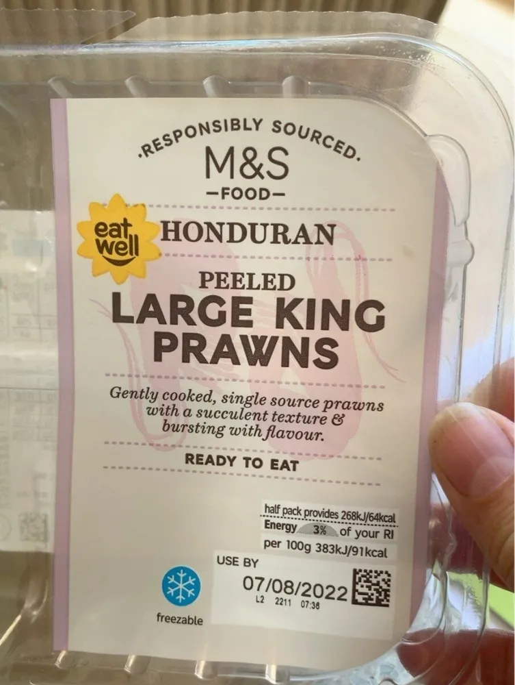 Peeled Large king prawns