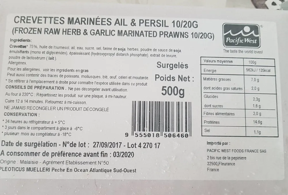 Crevette marinées ail et persil
