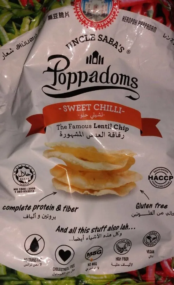 Chips de lentille pippadoms sweet chili