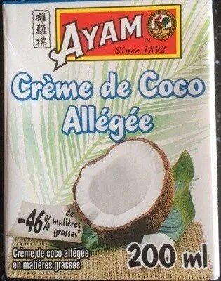 Crème de coco allégée