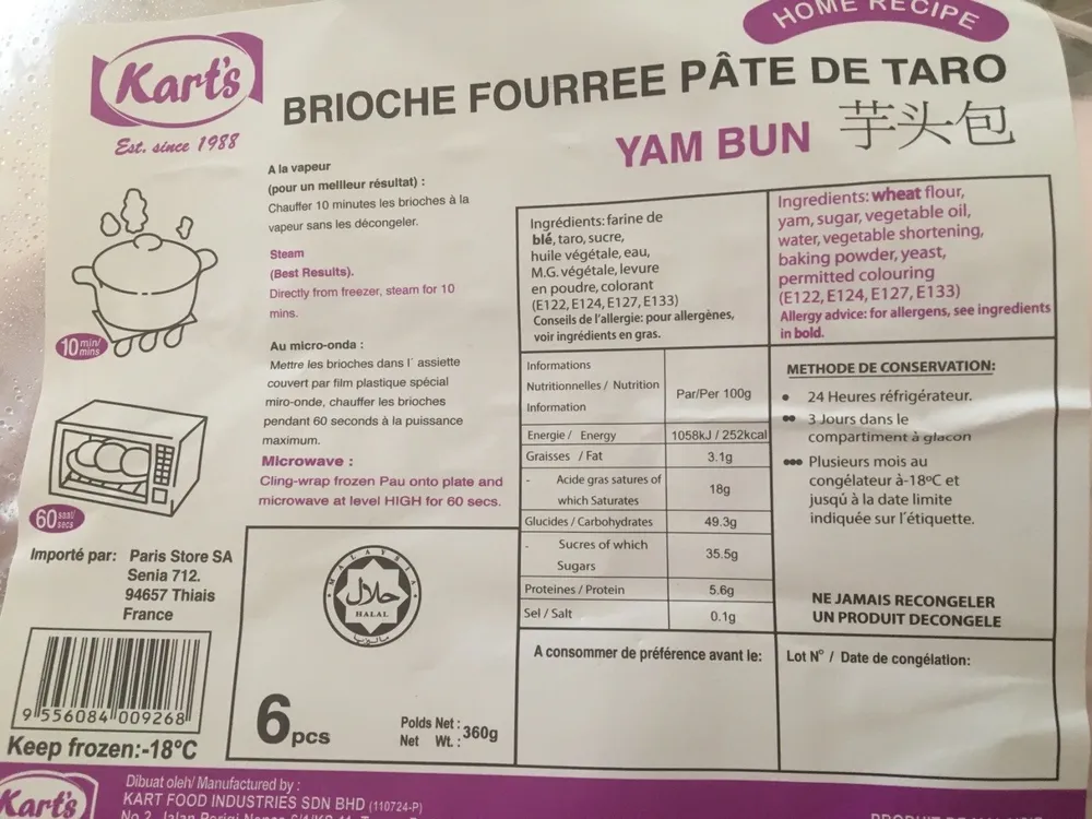 Brioche fourrée pâte de taro
