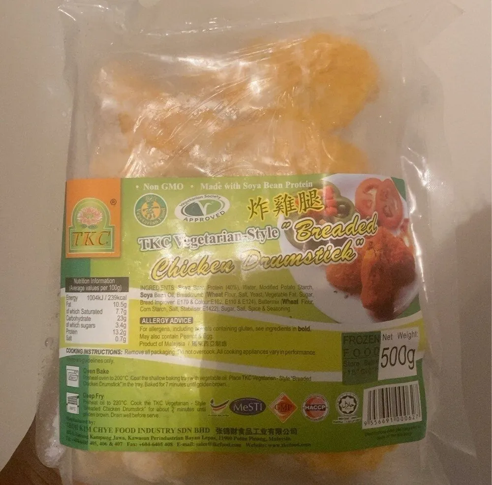 Breaded chicken drumsticks