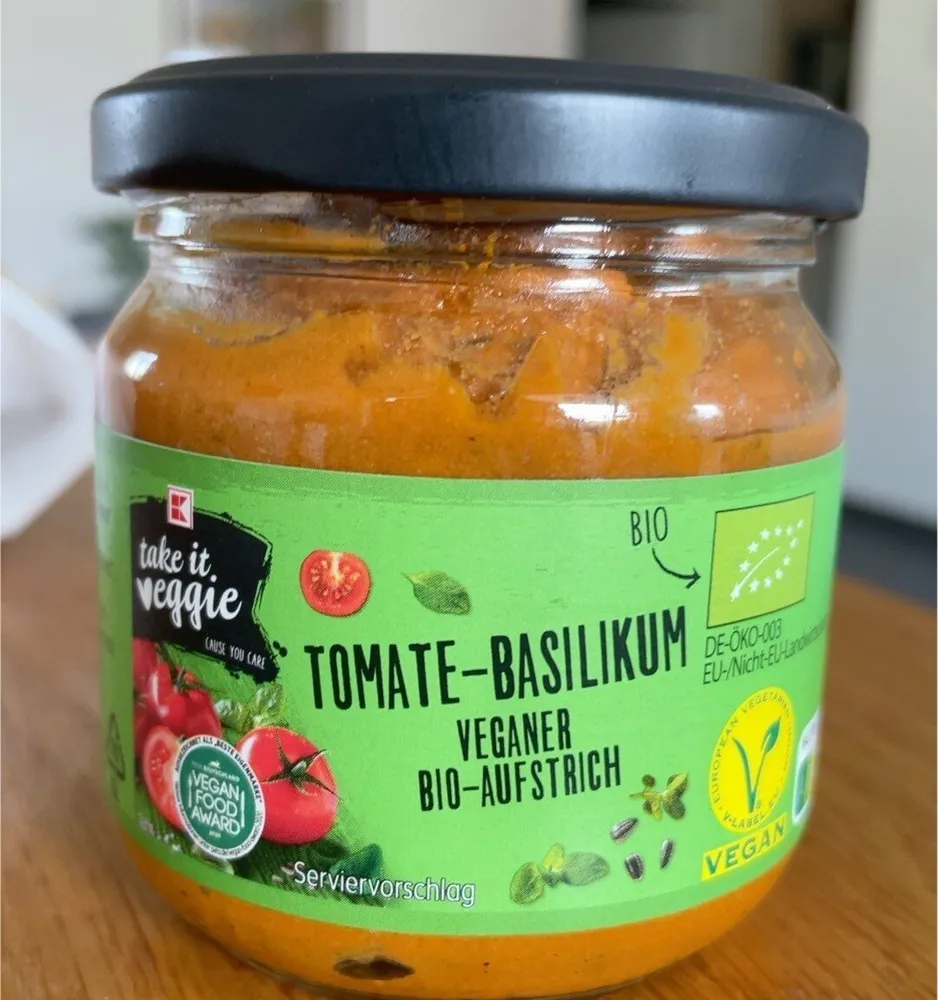 Tomate-Basilikum Veganer Bio-Aufstrich