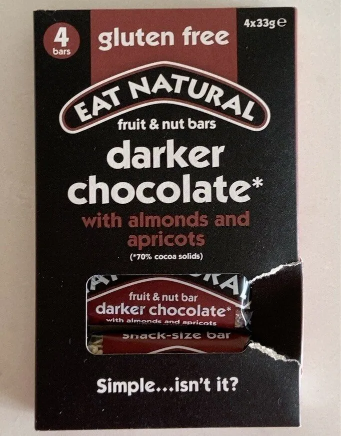 Fruit and nut bar - darker chocolate with almonds and apricots