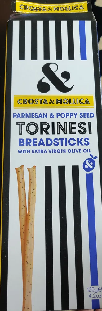Parmesan & Poppy Seed Torinesi Breadsticks with Extra Virgin Olive Oil