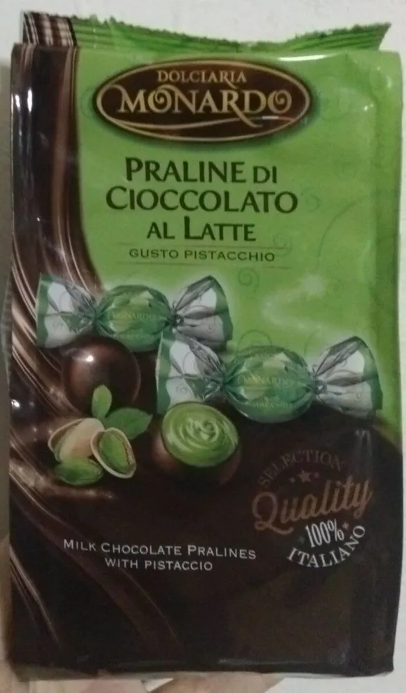 Praline di cioccolato al latte gusto pistacchio
