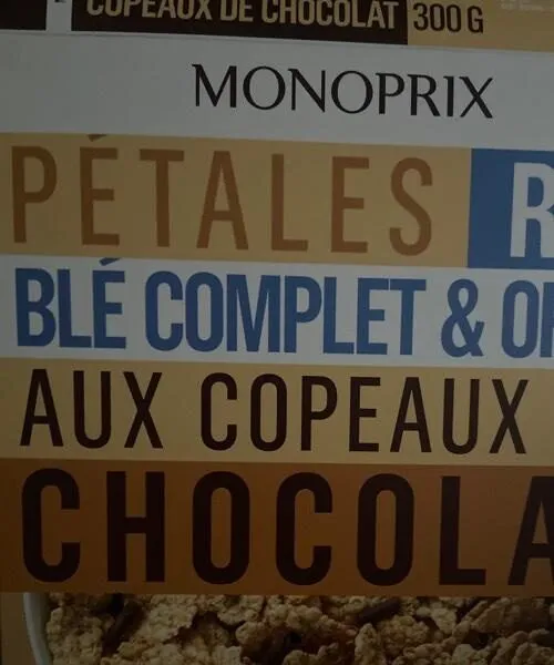 Pétales riz blé complet et orge aux copeaux de  chocolat
