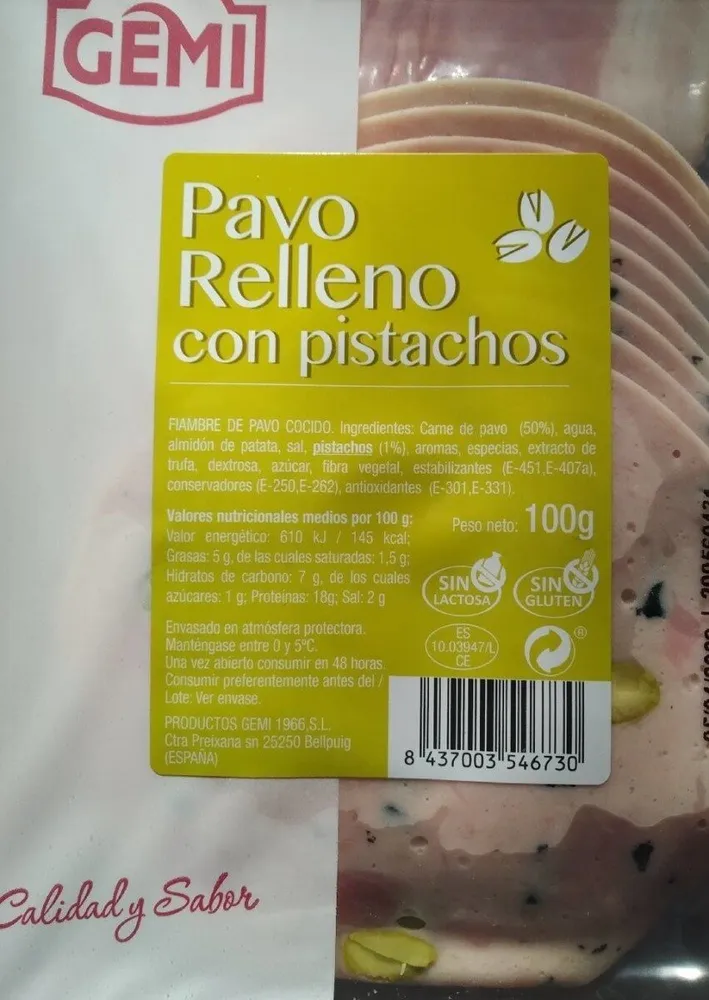 Pavo relleno con pistachos