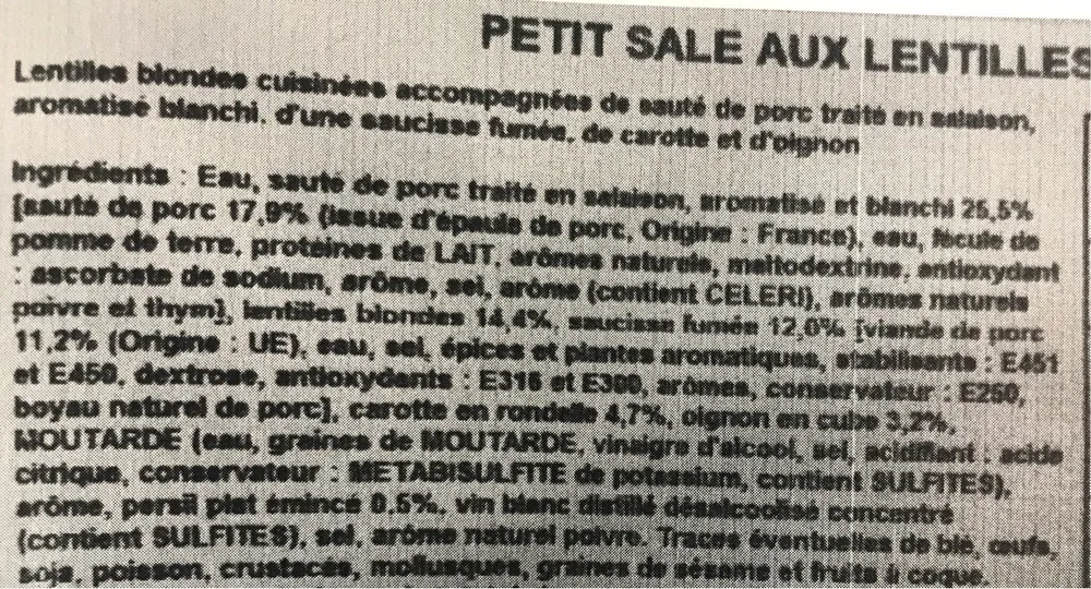 Petit salé aux lentilles