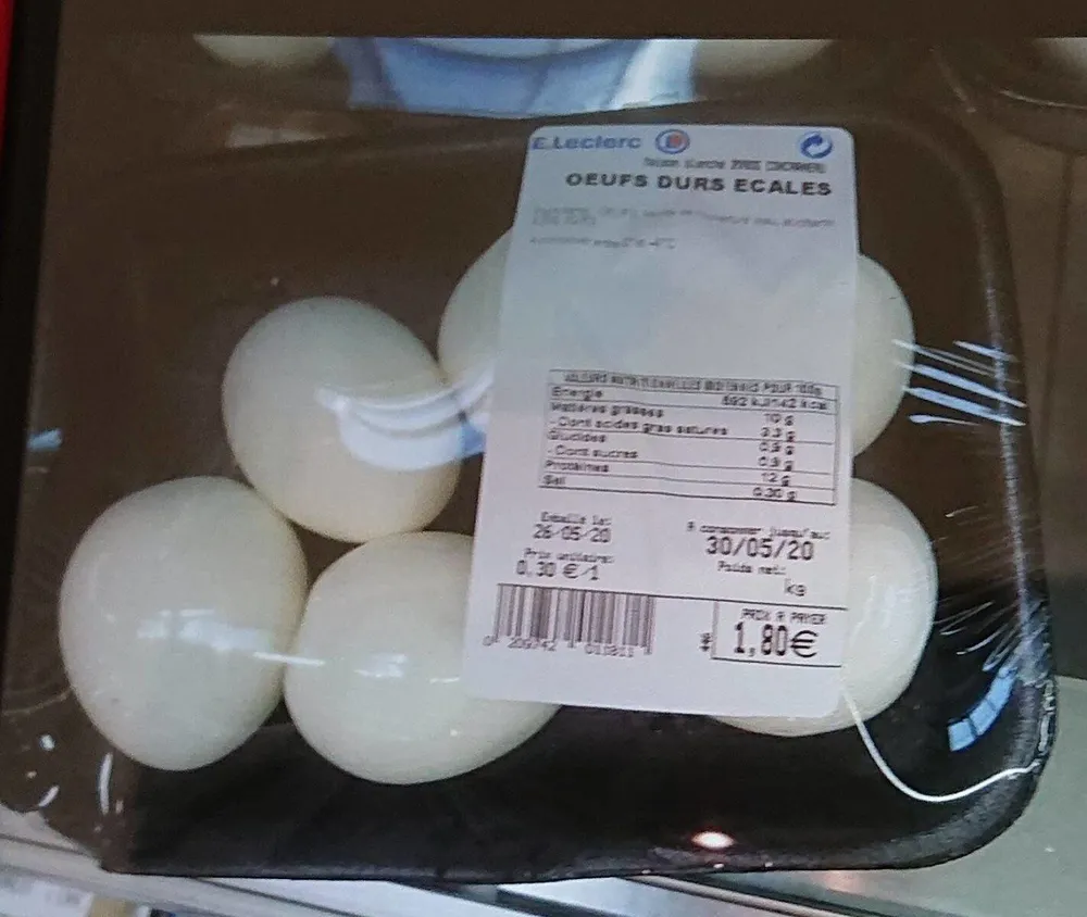 Œufs durs écalés