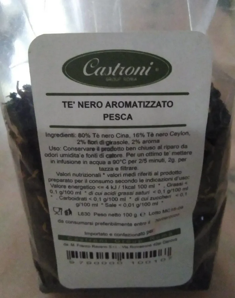 Te Nero aromatizzato alla pesca