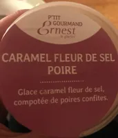 Glace caramel fleur de sel, compotée de poires confites