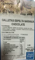 Galletas de espelta y naranja con chocolate