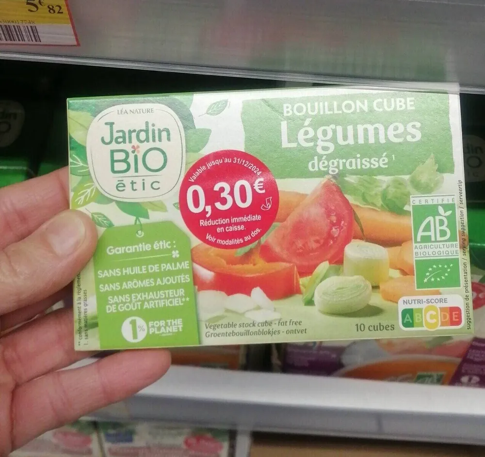 Bouillon cube légume degraisse