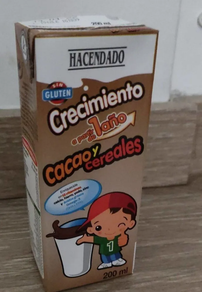 Crecimiento apartir de 1 año cacao y cereales batido