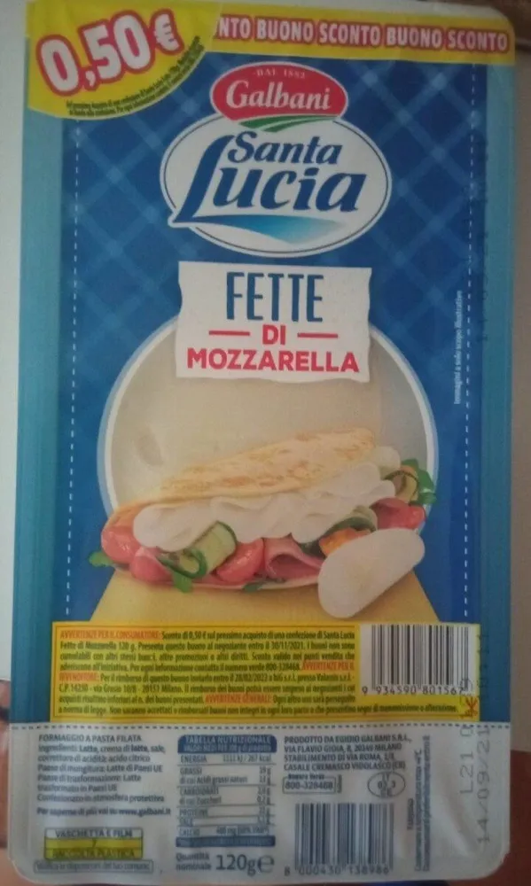 Fette di mozzarella Santa Lucia