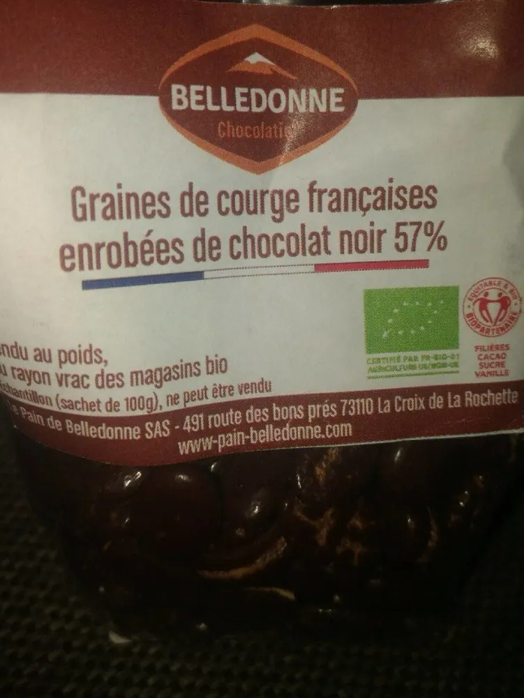 Graines de courge chocolat noir 57%