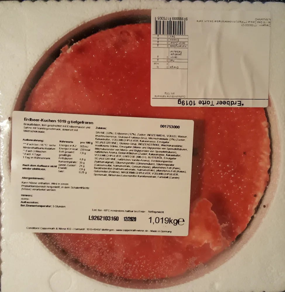 Erdbeerkuchen 1019g tiefgefroren
