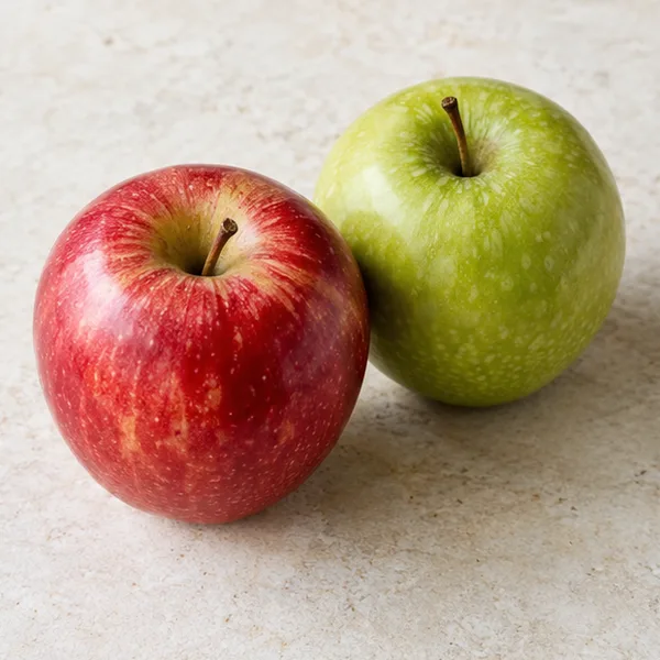 Illustration of whole red and green apples