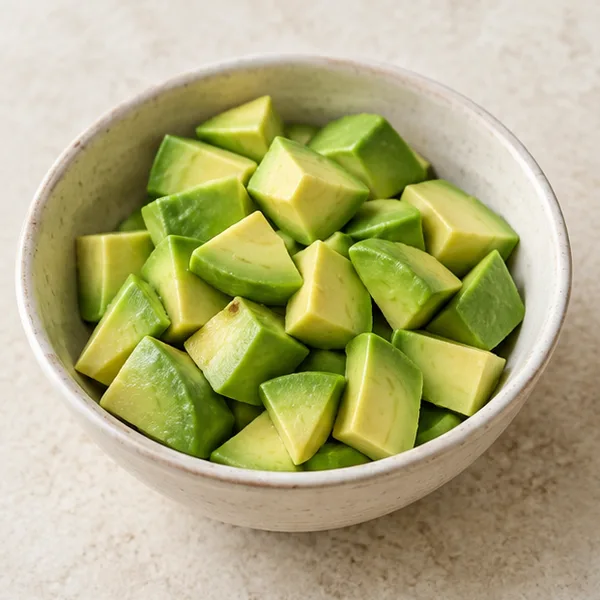 Illustration of diced avocado in a bowl