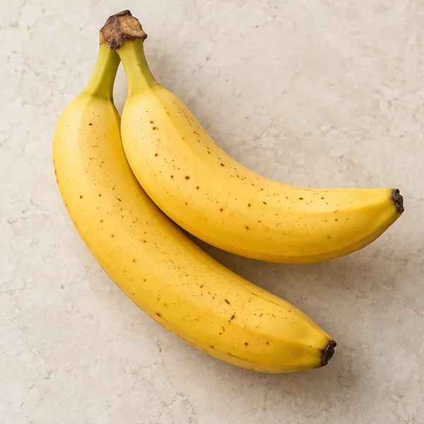 Illustration of two ripe whole bananas