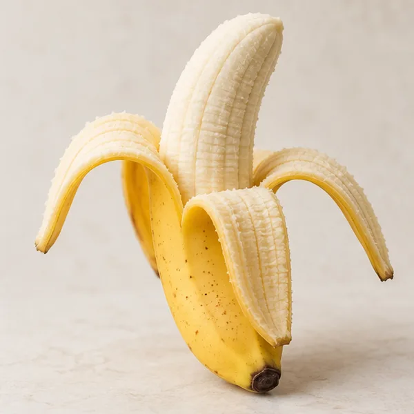 Illustration of a partially peeled banana
