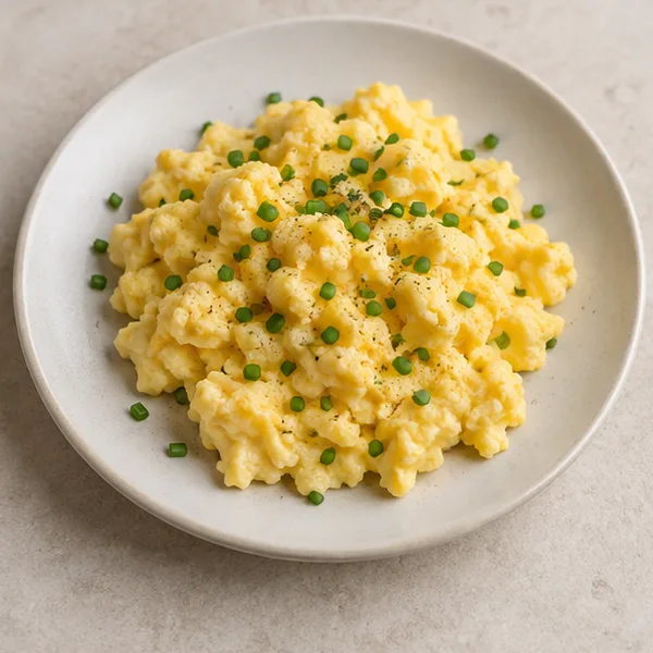 Illustration of scrambled eggs with chives