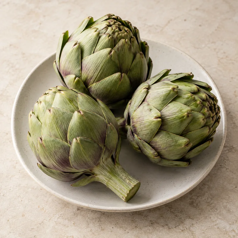 Illustration of artichokes raw