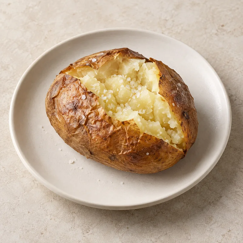 Illustration of potatoes baked flesh and skin with salt