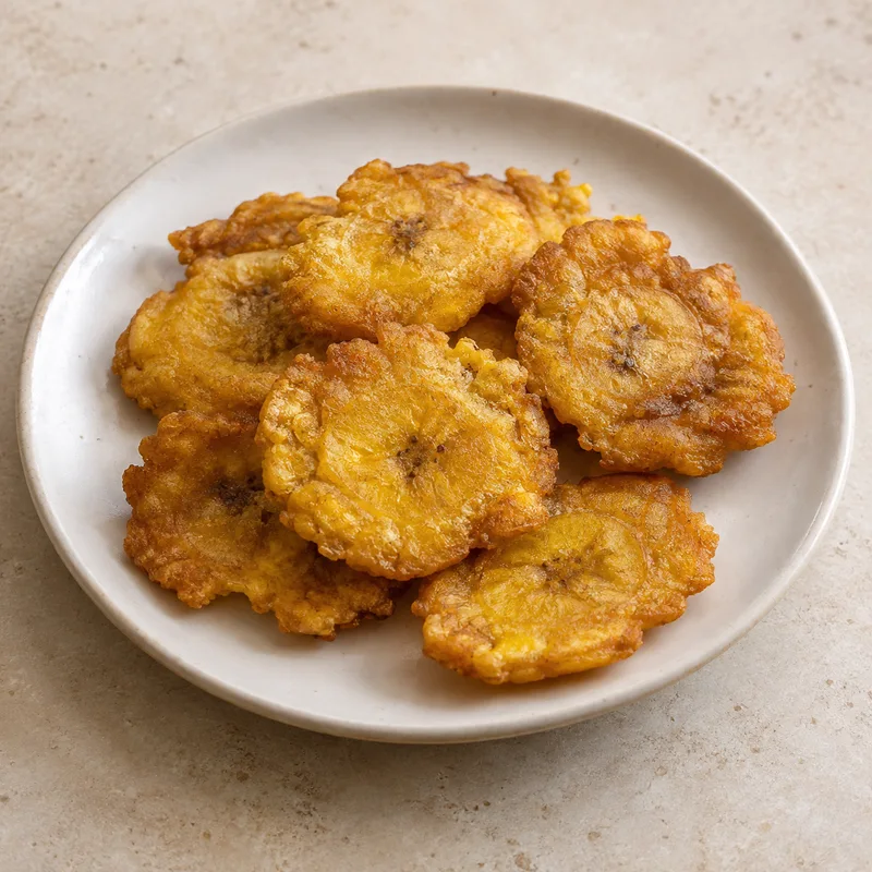Illustration of banana green cooking deep fried in oil