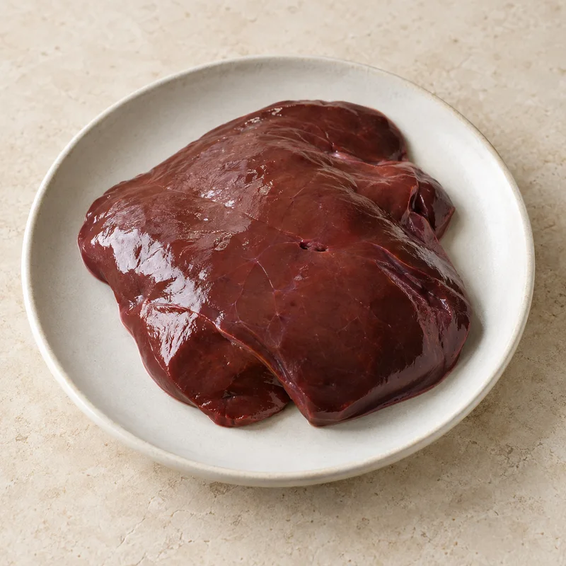 Illustration of beef variety meats and by products liver raw