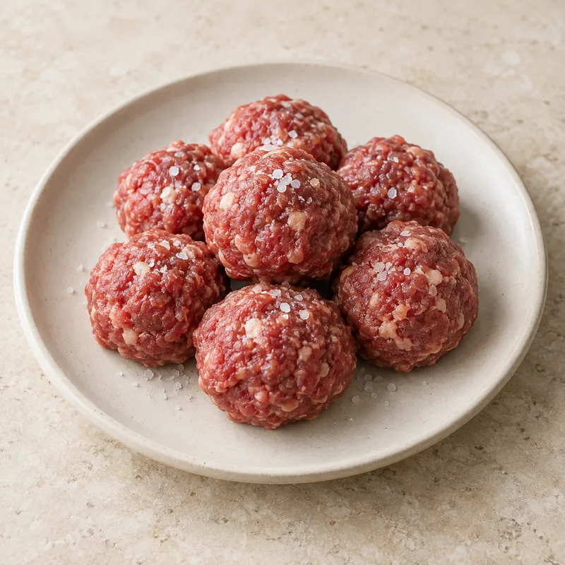 Illustration of meatballs beef raw with salt