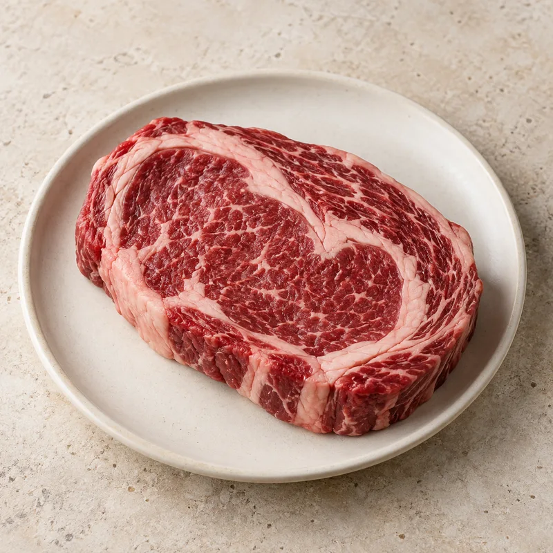 Illustration of beef ribeye steak raw