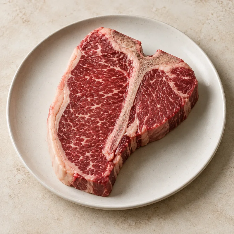 Illustration of beef t bone steak raw