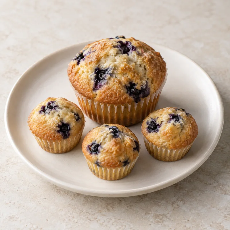 Illustration of muffins blueberry commercially prepared includes mini muffins