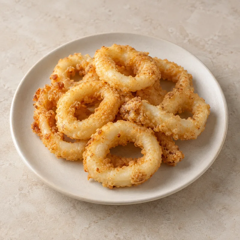 Illustration of calamari coated in batter baked