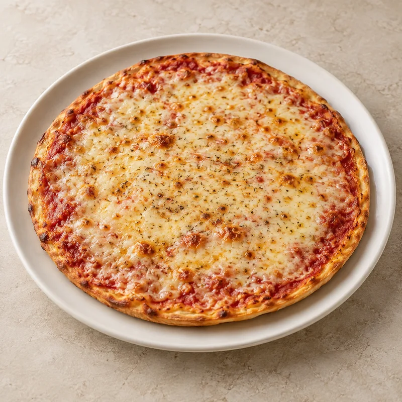 Illustration of fast food pizza chain 14 pizza cheese topping thin crust