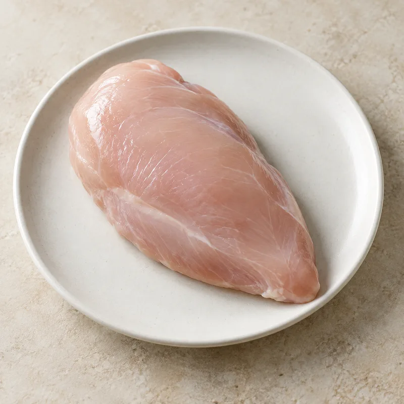Illustration of chicken broiler or fryers breast skinless boneless meat only raw