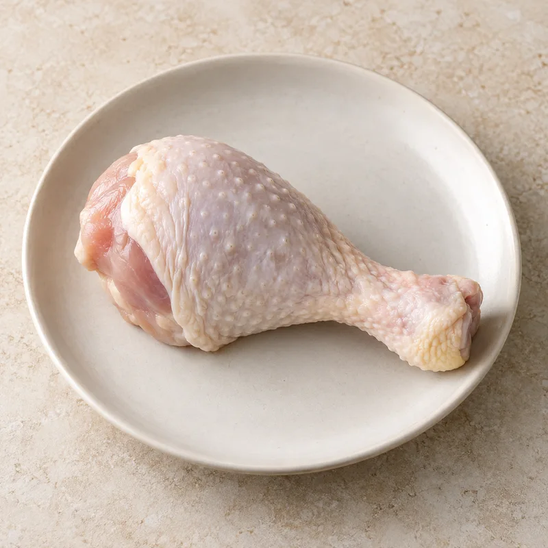 Illustration of chicken broiler drumstick meat and skin raw