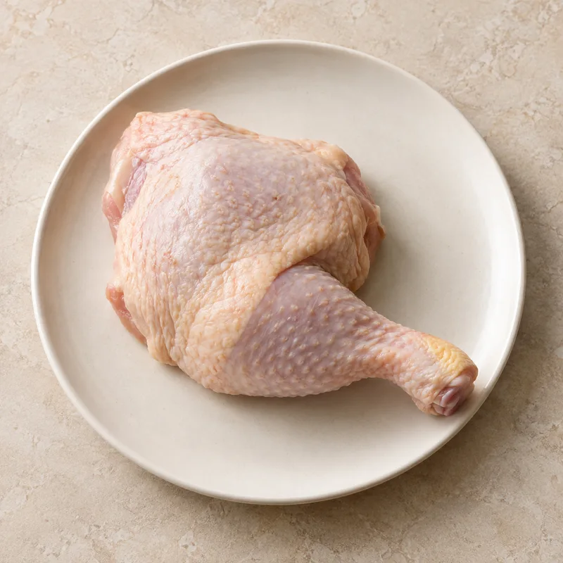 Illustration of chicken leg quarter raw meat and skin