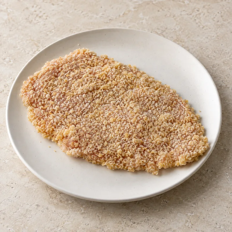 Illustration of chicken schnitzel breaded raw