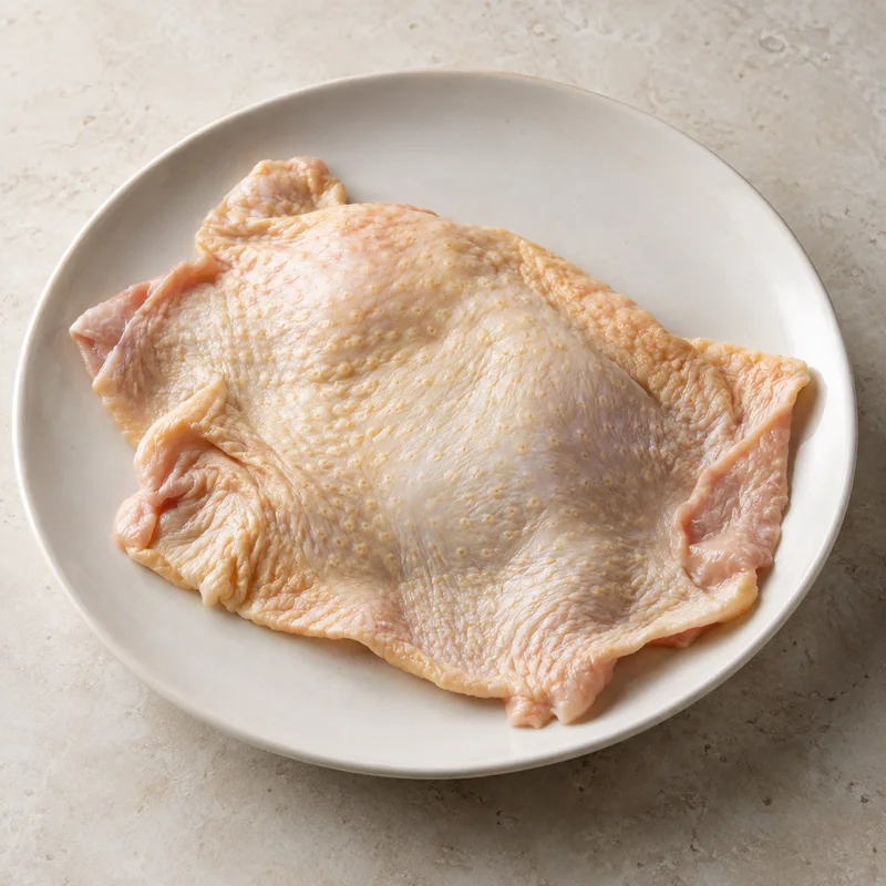 Illustration of chicken broilers or fryers skin only raw