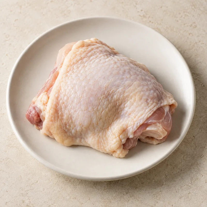 Illustration of chicken broilers or fryers thigh meat and skin raw