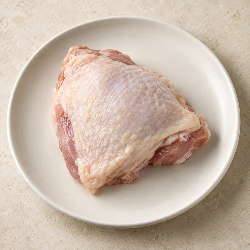 Illustration of chicken broiler thigh meat and skin raw