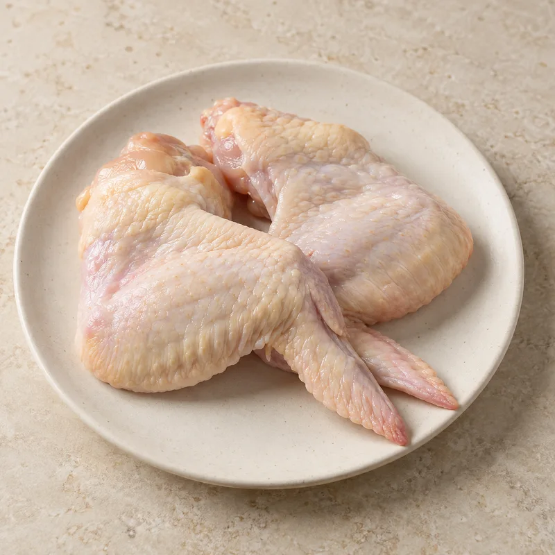 Illustration of chicken broilers or fryers wing meat and skin raw